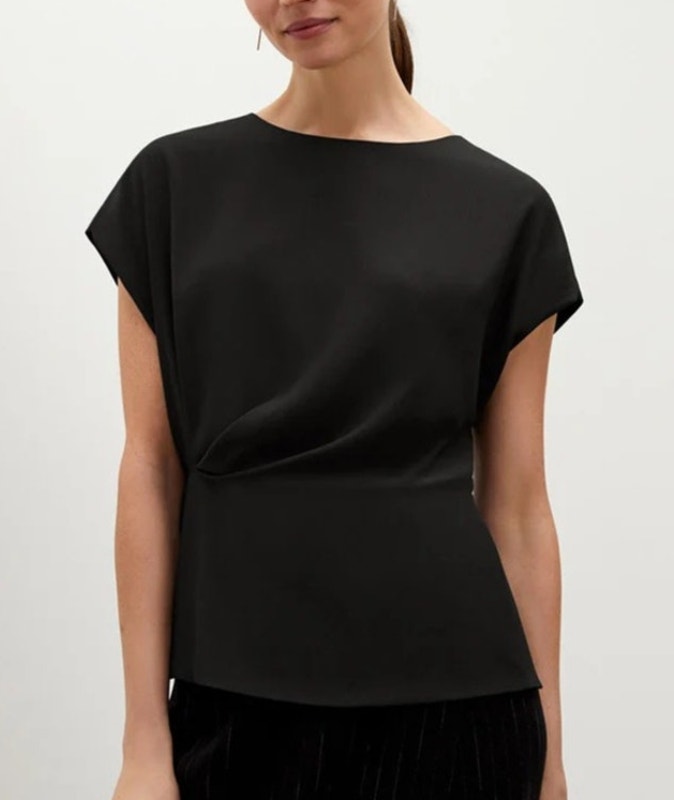M.M. Lafleur Nejvi Eco Soft Wave Top Blouse Medium Black Quiet Luxury Minimal
